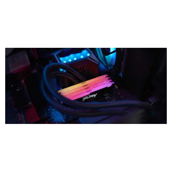 Kingston Technology FURY Beast 32GB 3200MT/s DDR4 CL16 DIMM (Kit de 2) RGB 3 Kingston Technology FURY Beast 32GB 3200MT/s DDR4 CL16 DIMM (Kit de 2) RGB con increíble iluminación RGB