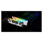 Memoria RAM Kingston FURY 16GB con velocidad de 6400MT/s, DDR5, CL32, y diseño Renegade RGB en color blanco. SKU: KF564C32RWA-16