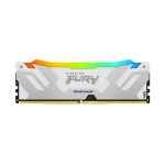 Imagen del Kingston Technology FURY 24GB 8000MT/s DDR5 CL38 DIMM Renegade RGB Blanco, SKU KF580C38RWA-24, una memoria RAM de alta velocidad con iluminación RGB.