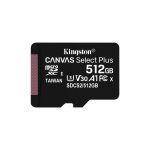 Kingston Technology Paquete de una tarjeta microSDXC Canvas Select Plus 100R A1 C10 de 512 GB SKU SDCS2/512GBSP