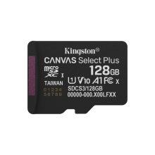 Tarjeta Kingston Technology microSDXC de 128GB modelo Canvas Select Plus Gen3 con velocidad de lectura de 150MB/s. SKU: SDCS3/128GBSP.