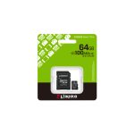 Tarjeta microSDXC Kingston Technology 64GB Canvas Select Plus Gen3 100MB/s A1 con adaptador de SD, SKU SDCS3/64GB