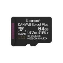 Tarjeta Kingston Technology 64GB microSDXC Canvas Select Plus Gen3 con velocidad A1, sin adaptador de SD, SKU SDCS3/64GBSP