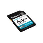 Tarjeta SDXC Kingston Technology Canvas Go! Plus de 64GB, Gen4, con velocidad de lectura de 200MB/s, clase 10 UHS-I U3 V30, SKU SDG4/64GB