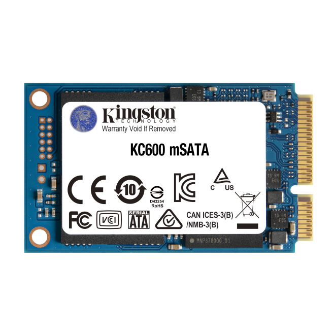 Kingston Technology Disco SSD KC600 mSATA 512 GB de alta velocidad Imagen del disco SSD KC600 mSATA 512 GB de Kingston Technology, modelo SKC600MS/512G, con alto rendimiento y velocidad SATA3