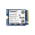 Vista del Kingston Technology NV3 M.2 2230 NVMe SSD de 500GB con el SKU SNV3SM3/500G, diseñado para almacenamiento rápido y confiable