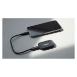 Vista del disco duro Kioxia Exceria Plus G2 de 2 TB con conexión USB Tipo C 3.2 Gen 2 en color negro. SKU: LXD20K002TG8