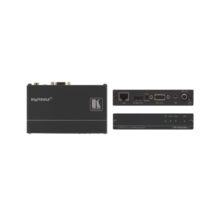 Imagen del receptor AV negro con extensor de audio y video TP-580RXR de Kramer Electronics, SKU 50-80022190, utilizado en sistemas de cableado.