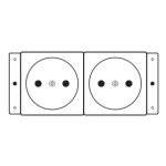 Imagen de la toma de corriente Kramer Electronics TS-2DE de doble enchufe, SKU 80-002199, en categoría de suministro eléctrico.