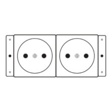 Imagen de la toma de corriente Kramer Electronics TS-2DE de doble enchufe, SKU 80-002199, en categoría de suministro eléctrico.
