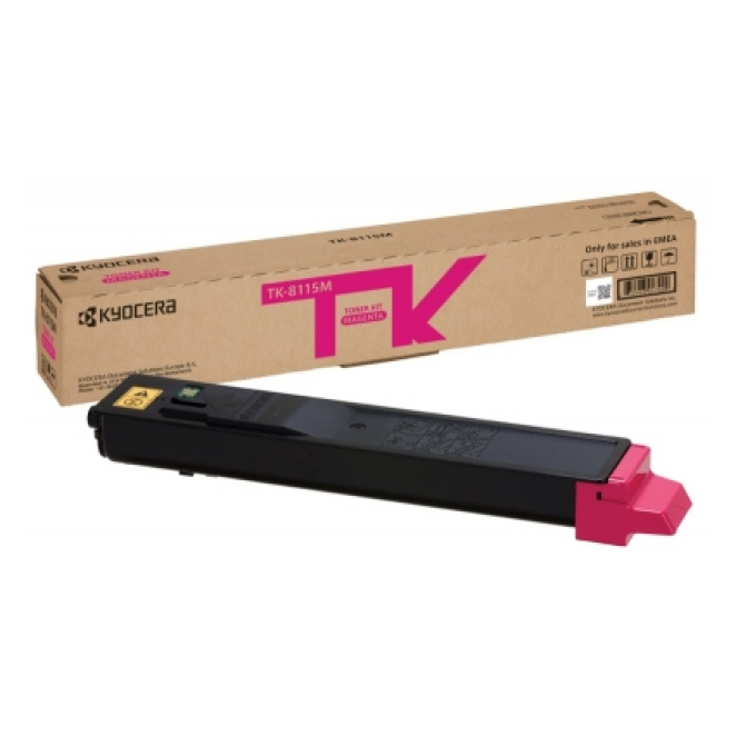 KYOCERA cartucho de tóner Magenta original, 1 pieza KYOCERA TK-8115M cartucho de tóner color Magenta, SKU 1T02P3BNL0, consumibles originales de alta calidad