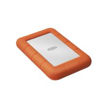 Disco duro externo LaCie Rugged Mini de 1 TB con 5400 RPM, tamaño de 2.5 pulgadas, interfaz Micro-USB B 3.2 Gen 1 y colores naranja y plata. SKU: 301558
