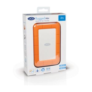 LaCie Rugged Mini disco duro externo de 2 TB con velocidad de 5400 RPM, conexión Micro-USB B 3.2 Gen 1, en colores naranja y plata. SKU: 9000298