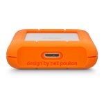 LaCie Rugged Mini disco duro externo de 2 TB con velocidad de 5400 RPM, conexión Micro-USB B 3.2 Gen 1, en colores naranja y plata. SKU: 9000298