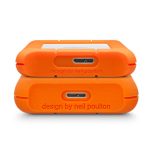LaCie Rugged Mini disco duro externo de 2 TB con velocidad de 5400 RPM, conexión Micro-USB B 3.2 Gen 1, en colores naranja y plata. SKU: 9000298