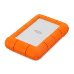 LaCie Rugged Mini disco duro externo de 2 TB con velocidad de 5400 RPM, conexión Micro-USB B 3.2 Gen 1, en colores naranja y plata. SKU: 9000298