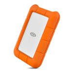 Imagen del disco duro externo LaCie Rugged USB-C de 1TB en color naranja, modelo STFR1000800, compatible con USB Tipo C 3.2 Gen 1
