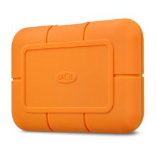 Imagen del disco duro LaCie Rugged de 4 TB con conexión USB Tipo C 3.2 Gen 2 (3.1 Gen 2), modelo STHR4000800, en color naranja, mostrando su diseño resistente