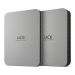 Imagen del disco duro externo LaCie Mobile Drive (2022) de 1 TB, 2.5 pulgadas, con conexión USB Tipo C 3.2 Gen 1, en color plata, SKU: STLP1000400