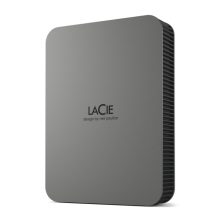 Imagen del disco duro externo LaCie con capacidad de 5 TB, conexión USB Tipo C 3.2 Gen 1 en color gris. SKU: STLR5000400