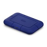 Imagen de la unidad externa de estado sólido LaCie STNA2000400 con 2 TB de capacidad, tecnología Thunderbolt y puerto USB Tipo C, en color azul.
