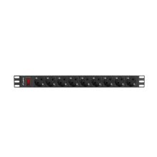 Unidad de distribución de energía Lanberg PDU-09F-0300-BK con 9 salidas AC, 1U, en colores negro y gris