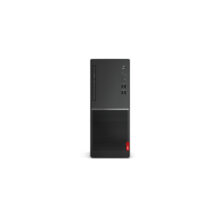 Vista frontal de Lenovo V55t Torre PC, modelo con procesador AMD Ryzen 3 4300G, 8 GB de RAM DDR4, 256 GB de almacenamiento SSD en color negro. SKU 11KG003SSP