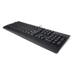Teclado Lenovo modelo 4X30M86918 diseñado para oficina con conexión USB, distribución QWERTY en Inglés de EE. UU. y color negro