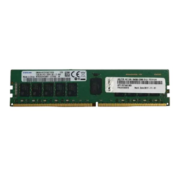 Imagen del módulo de memoria Lenovo con 32 GB DDR4 ECC, SKU 4X77A77496. Ideal para servidores y estaciones de trabajo.