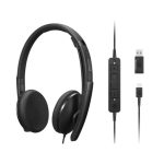 Auricular Lenovo 4XD1M45626 negro con conexión USB Tipo C y diadema ajustable para una experiencia de sonido superior