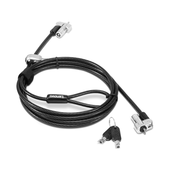 Lenovo cable antirrobo negro 1,8 m de alta seguridad Imagen del cable antirrobo Lenovo de 1,8 metros en color negro con un mecanismo de alta seguridad, SKU 4XE1B81916