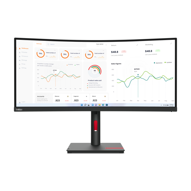 Lenovo 63d4gat1eu Lenovo ThinkVision T34w-30 LED display 34 pulgadas 3440 x 1440 pixeles Wide Quad HD. Ref: 63D4GAT1EU
