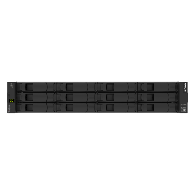 Lenovo ThinkSystem DE4200H almacenamiento SAN múltiples discos Lenovo ThinkSystem DE4200H con 12 unidades de disco, bastidor 2U, color negro, SKU: 7DCAA002EA