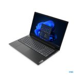 Vista frontal del Lenovo V15 G3 IAP con procesador Intel Core i7-1255U, 8 GB de RAM DDR4, 512 GB SSD, pantalla Full HD de 15.6 pulgadas, Wi-Fi 5 y Windows 11 Pro, en color negro. SKU: 82TT0009SP