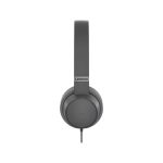 Vista del auricular y casco Lenovo GXD1C99243 con diadema, alámbrico, ideal para llamadas y música, con conexión USB Tipo C en color gris