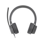 Vista del auricular y casco Lenovo GXD1C99243 con diadema, alámbrico, ideal para llamadas y música, con conexión USB Tipo C en color gris