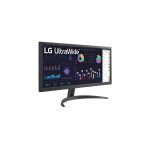 Monitor LG modelo 26WQ500-B de 25.7 pulgadas con resolución 2560 x 1080 píxeles, pantalla LCD en color negro
