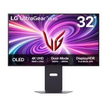 Monitor LG 32GS95UV-B de 32 pulgadas con resolución 4K Ultra HD 3840 x 2160 Pixeles, tecnología OLED en color negro. SKU: 32GS95UV-B