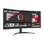 Monitor LG 34WR50QC-B pantalla ultra ancha de 34 pulgadas con resolución 3440 x 1440 píxeles y tecnología LCD, color negro