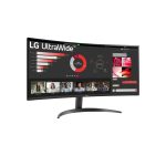 Monitor LG 34WR50QK-B de 34 pulgadas, resolución 3440x1440 pixeles Wide Quad HD en color negro. SKU: 34WR50QK-B