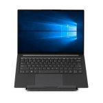 Soporte plegable para ordenador portátil Lindy modelo 20917 en colores negro y plata, ideal para monitores y laptops.