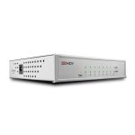 Switch gestionado Gigabit Ethernet de Lindy modelo 25045 con PoE en color plata. Ideal para redes de alta velocidad y eficiencia energética.
