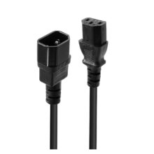 Cable de transmisión de 1 metro en color negro con acopladores C14 y C13, modelo Lindy 30321