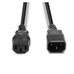 Cable de transmisión de 1 metro en color negro con acopladores C14 y C13, modelo Lindy 30321