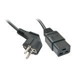 Cable de alimentación Lindy Stromversorgung en color negro de 2 metros con conectores CEE7/4 e IEC C19 para dispositivos de alta corriente. SKU 30344.