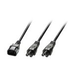 Lindy 30370 cable de transmisión negro de 2,5 metros con acoplador C14 y doble conector C5