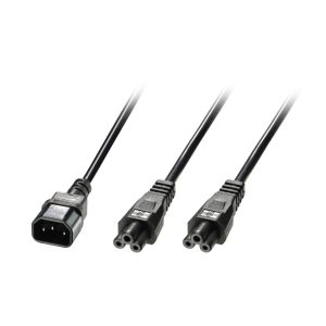 Lindy 30370 cable de transmisión negro de 2,5 metros con acoplador C14 y doble conector C5