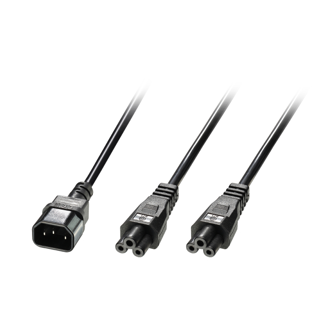 Lindy cable de transmisión 2,5m con doble conector C5 Lindy 30370 cable de transmisión negro de 2,5 metros con acoplador C14 y doble conector C5