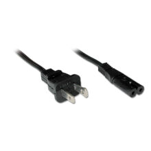 Cable de transmisión Lindy de color negro, longitud de 2 metros, con conectores NEMA 1-15P C7. SKU: 30424