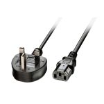 Imagen del cable de transmisión negro de 3 metros de Lindy, modelo con enchufe tipo G y acoplador C13, SKU 30434